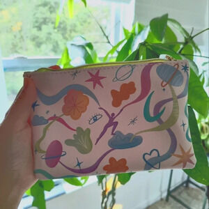 Ipsy makeup bag pencil case holder women's decor purse zipper pouch cute pink bl